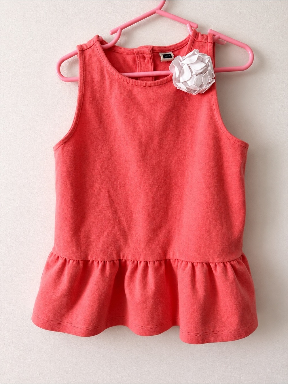 Janie and Jack Coral Peplum Top Girls Size 7 Sleeveless Rosette Shirt